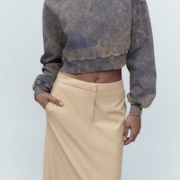 Zara Midi Faux Leather Skirt New - Picture 9 of 9